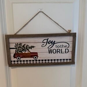 Rustic Holiday Wall Sign with Red Truck